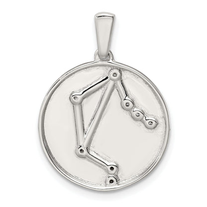 Sterling Silver Rhodium-Plated & Cz Libra Zodiac Pendant