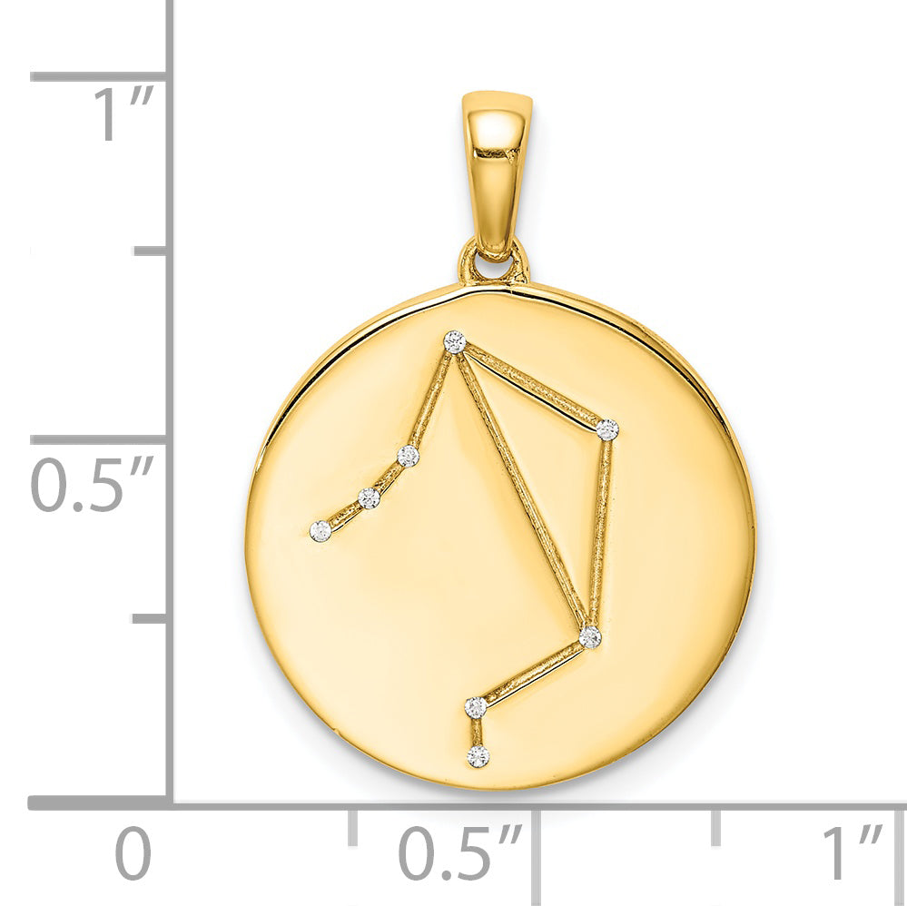 Ss/Gold Plated Sterling Silver Gold-Plated & Cz Libra Zodiac Pendant