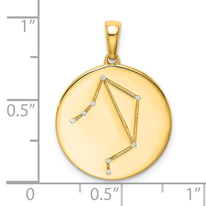Ss/Gold Plated Sterling Silver Gold-Plated & Cz Libra Zodiac Pendant