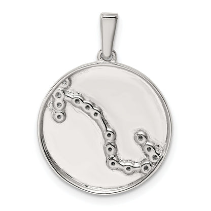 Sterling Silver Rhodium-Plated & Cz Scorpio Zodiac Pendant