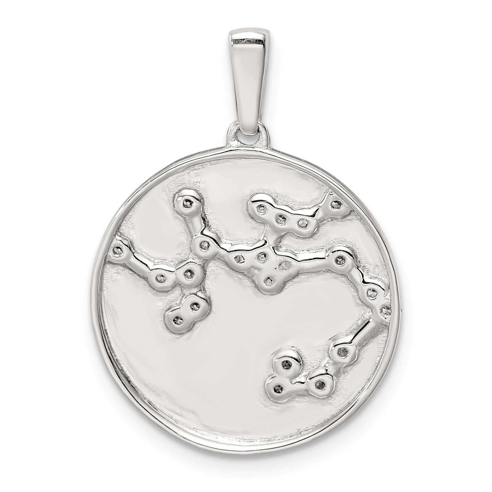 Sterling Silver Rhodium-Plated & Cz Sagittarius Zodiac Pendant