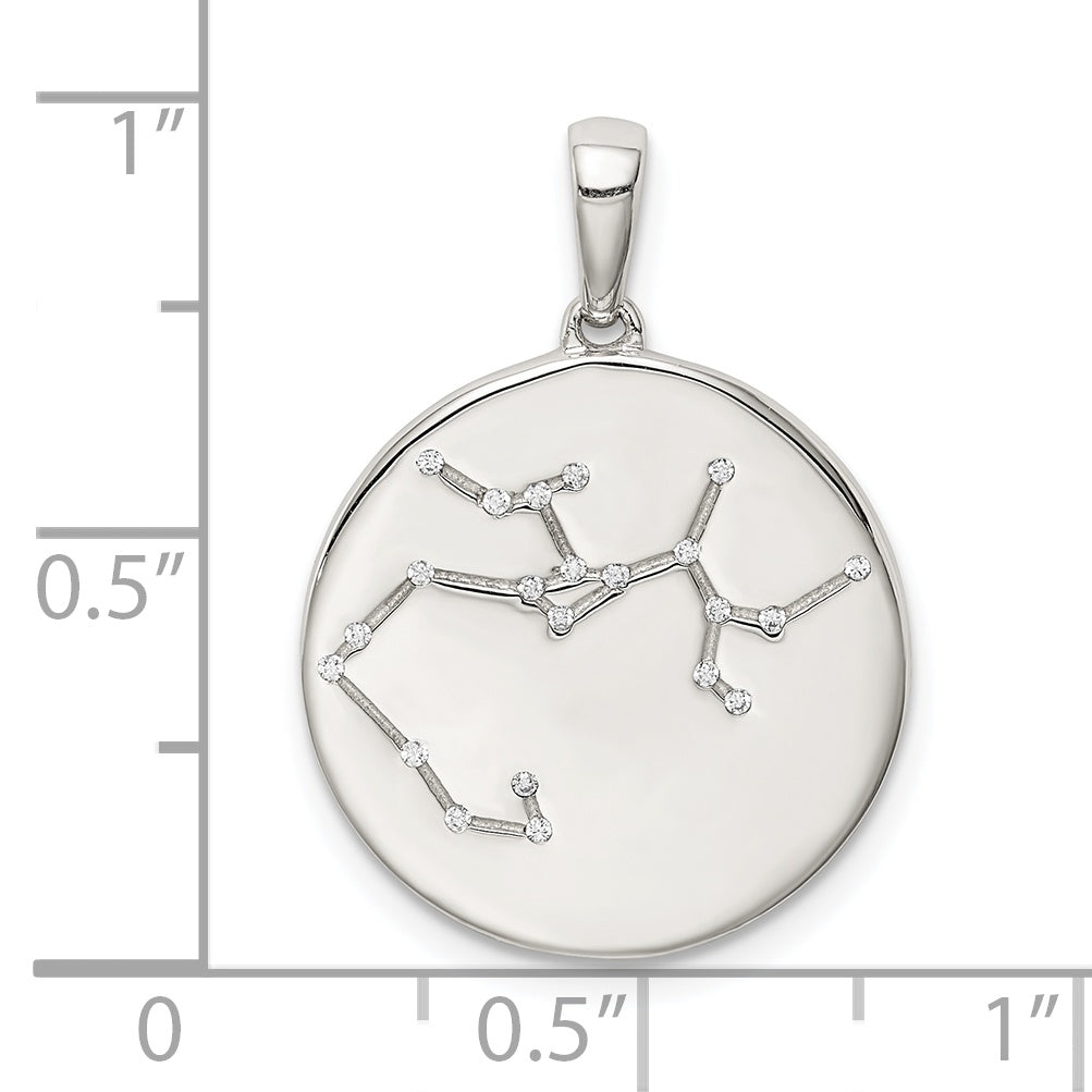 Sterling Silver Rhodium-Plated & Cz Sagittarius Zodiac Pendant