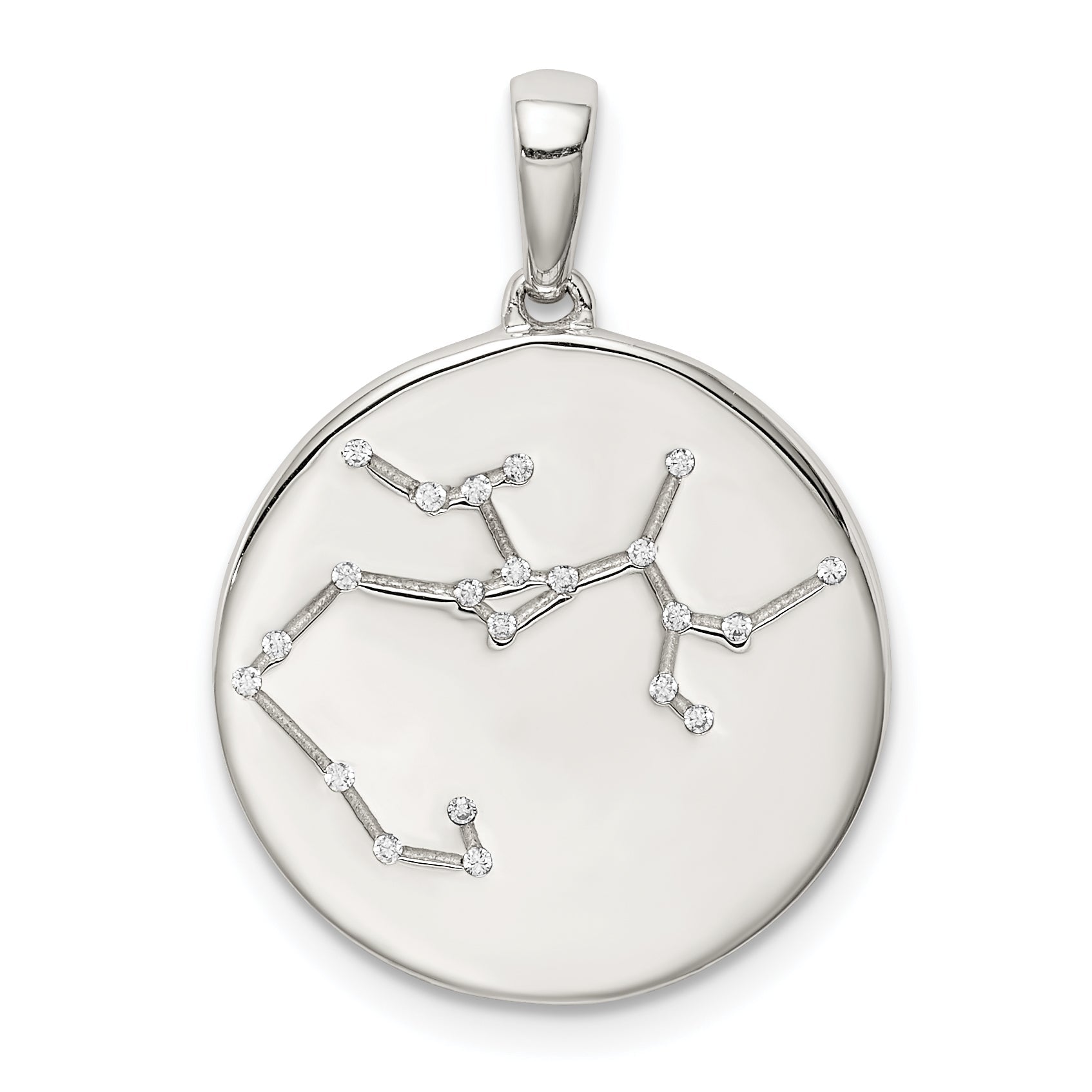 Sterling Silver Rhodium-Plated & Cz Sagittarius Zodiac Pendant