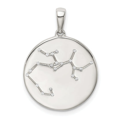 Sterling Silver Rhodium-Plated & Cz Sagittarius Zodiac Pendant