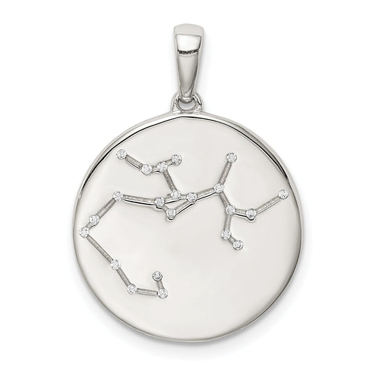 Sterling Silver Rhodium-Plated & Cz Sagittarius Zodiac Pendant