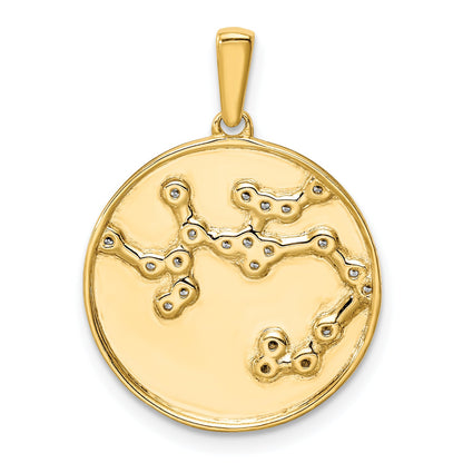 Ss/Gold Plated Sterling Silver Gold-Plated & Cz Sagittarius Zodiac Pendant