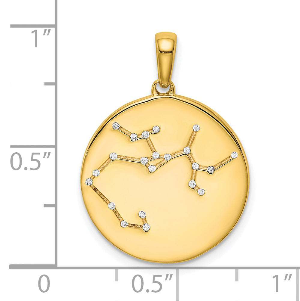 Ss/Gold Plated Sterling Silver Gold-Plated & Cz Sagittarius Zodiac Pendant