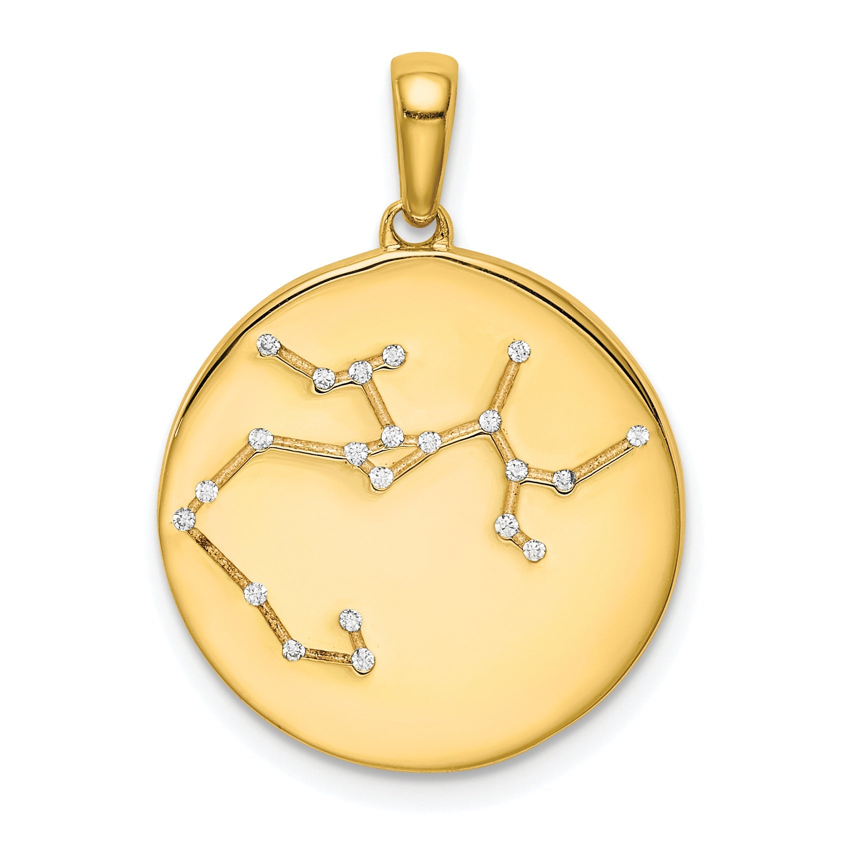 Ss/Gold Plated Sterling Silver Gold-Plated & Cz Sagittarius Zodiac Pendant