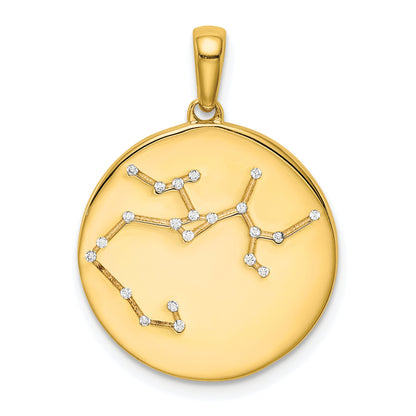 Ss/Gold Plated Sterling Silver Gold-Plated & Cz Sagittarius Zodiac Pendant