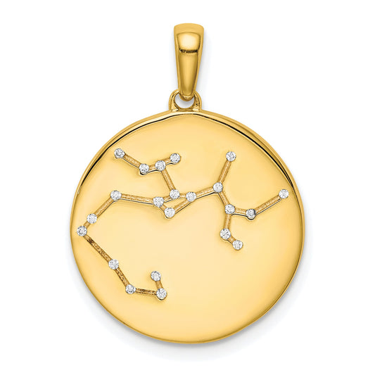 Ss/Gold Plated Sterling Silver Gold-Plated & Cz Sagittarius Zodiac Pendant
