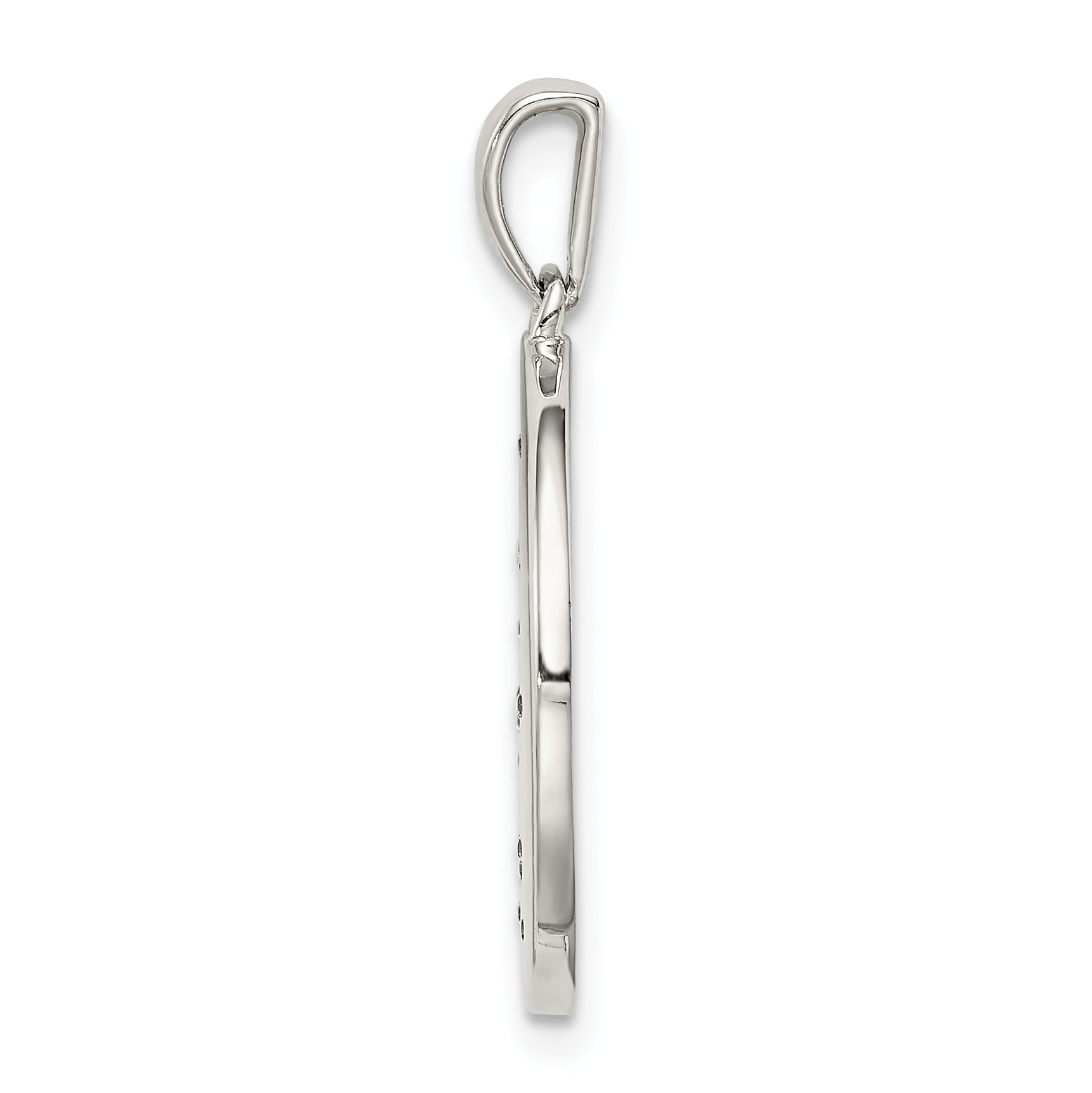 Sterling Silver Rhodium-Plated & Cz Aquarius Zodiac Pendant