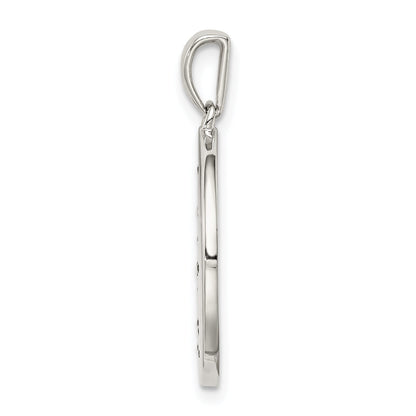 Sterling Silver Rhodium-Plated & Cz Aquarius Zodiac Pendant