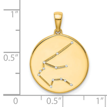 Ss/Gold Plated Sterling Silver Gold-Plated & Cz Aquarius Zodiac Pendant