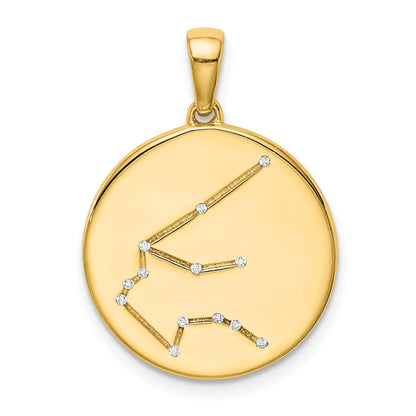 Ss/Gold Plated Sterling Silver Gold-Plated & Cz Aquarius Zodiac Pendant