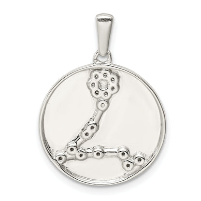 Sterling Silver Rhodium-Plated & Cz Pisces Zodiac Pendant