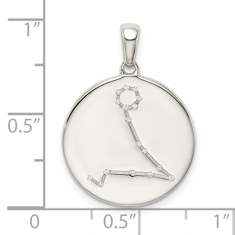 Sterling Silver Rhodium-Plated & Cz Pisces Zodiac Pendant