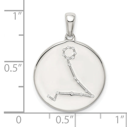 Sterling Silver Rhodium-Plated & Cz Pisces Zodiac Pendant