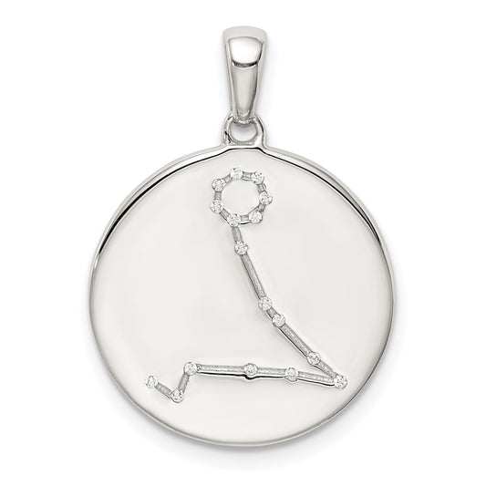 Sterling Silver Rhodium-Plated & Cz Pisces Zodiac Pendant