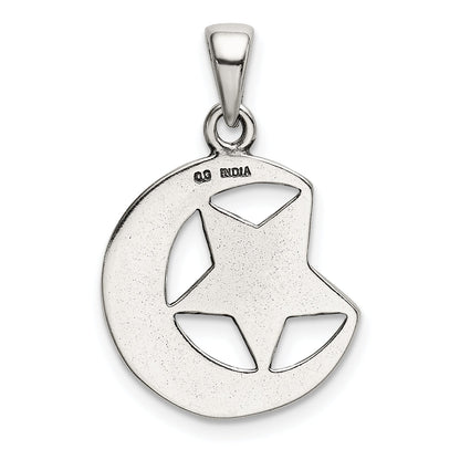 Sterling Silver I Love You To The Moon Antiqued Star And Pendant