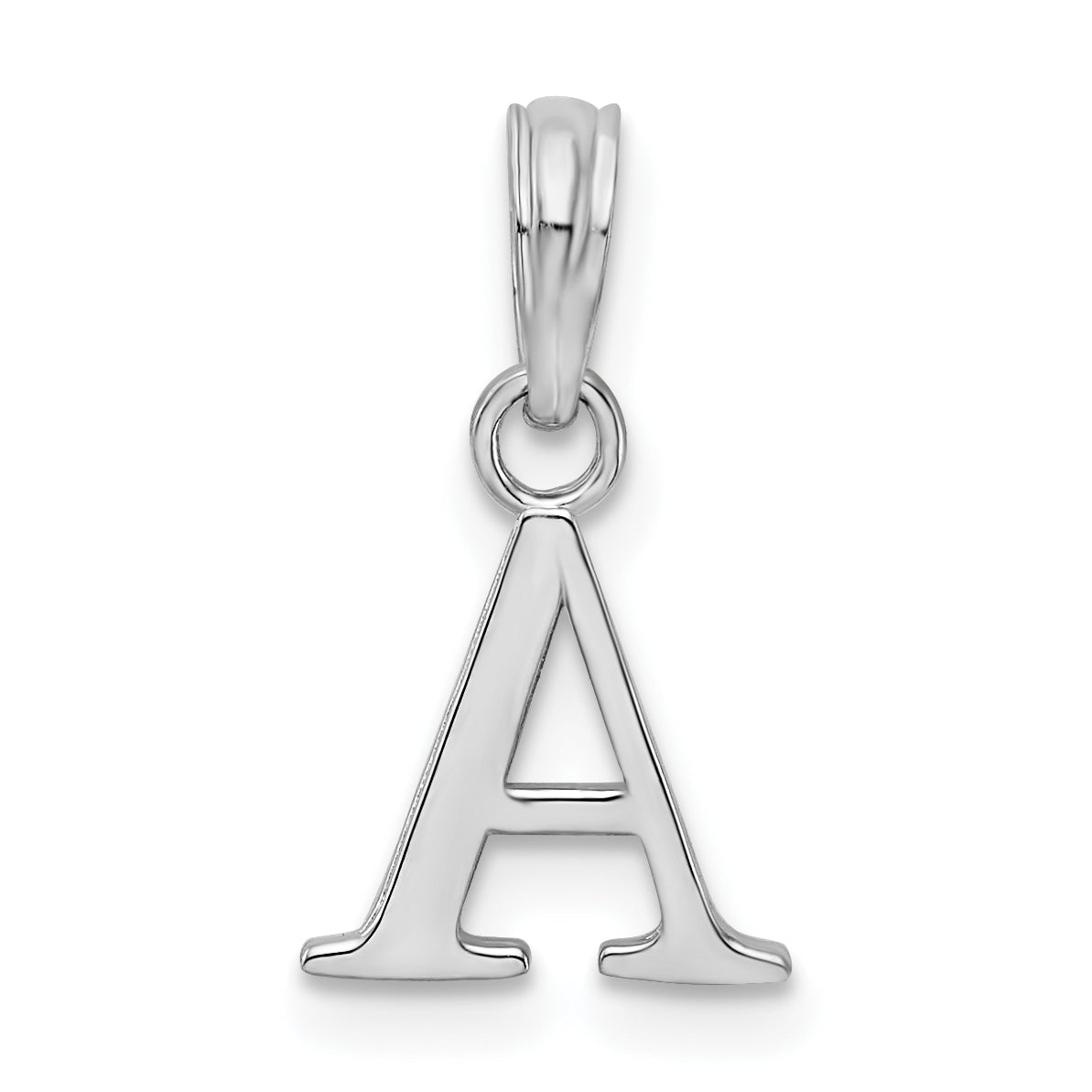 Sterling Silver Rhodium-Plated Polished Block Initial -A- Pendant
