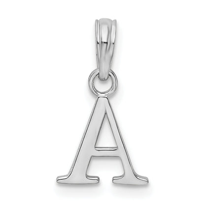 Sterling Silver Rhodium-Plated Polished Block Initial -A- Pendant