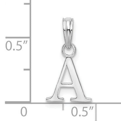 Sterling Silver Rhodium-Plated Polished Block Initial -A- Pendant