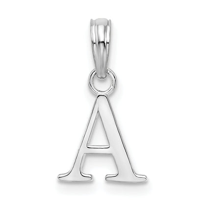 Sterling Silver Rhodium-Plated Polished Block Initial -A- Pendant