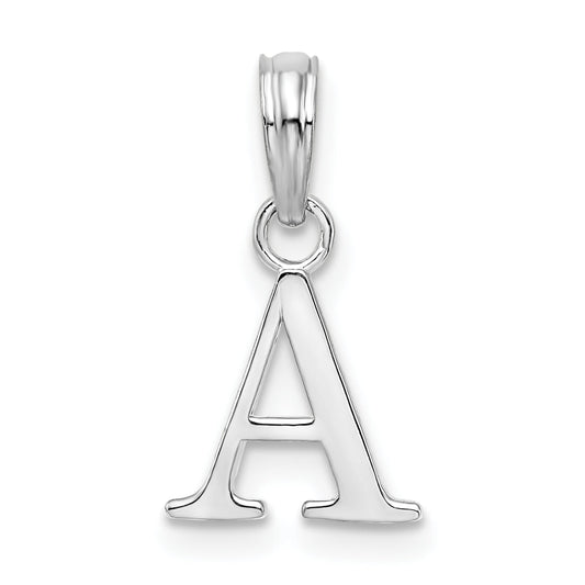 Sterling Silver Rhodium-Plated Polished Block Initial -A- Pendant