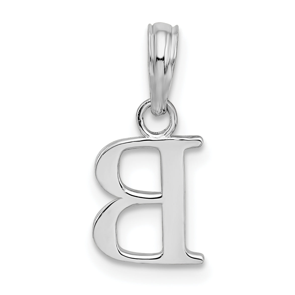 Sterling Silver Rhodium-Plated Polished Block Initial -B- Pendant