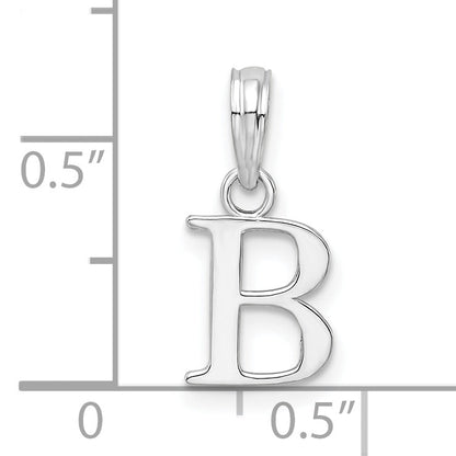 Sterling Silver Rhodium-Plated Polished Block Initial -B- Pendant