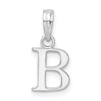Sterling Silver Rhodium-Plated Polished Block Initial -B- Pendant