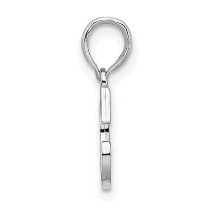 Sterling Silver Rhodium-Plated Polished Block Initial -C- Pendant