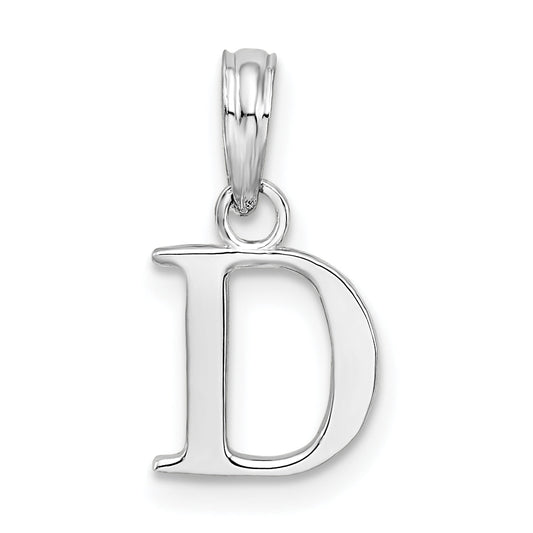 Sterling Silver Rhodium-Plated Polished Block Initial -D- Pendant