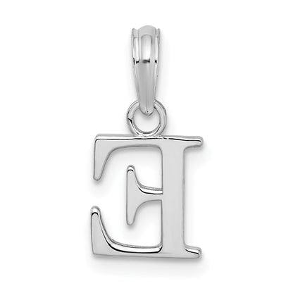 Sterling Silver Rhodium-Plated Polished Block Initial -E- Pendant