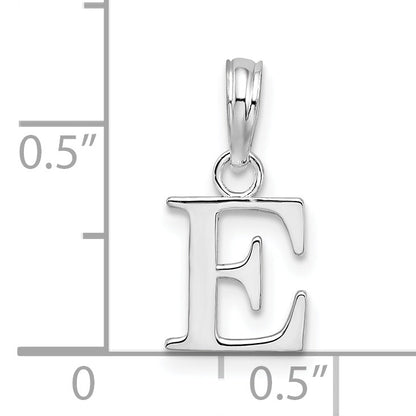 Sterling Silver Rhodium-Plated Polished Block Initial -E- Pendant