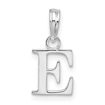 Sterling Silver Rhodium-Plated Polished Block Initial -E- Pendant