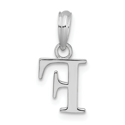 Sterling Silver Rhodium-Plated Polished Block Initial -F- Pendant