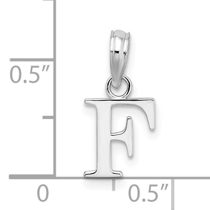 Sterling Silver Rhodium-Plated Polished Block Initial -F- Pendant