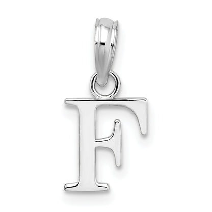 Sterling Silver Rhodium-Plated Polished Block Initial -F- Pendant