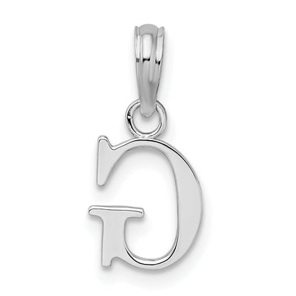 Sterling Silver Rhodium-Plated Polished Block Initial -G- Pendant