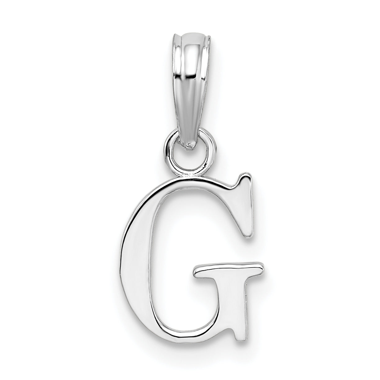Sterling Silver Rhodium-Plated Polished Block Initial -G- Pendant