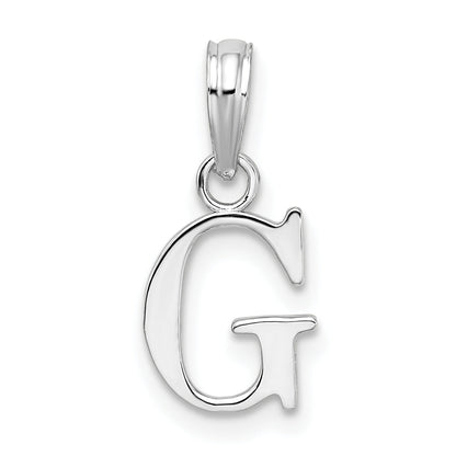 Sterling Silver Rhodium-Plated Polished Block Initial -G- Pendant