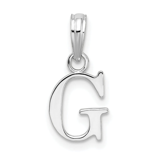Sterling Silver Rhodium-Plated Polished Block Initial -G- Pendant