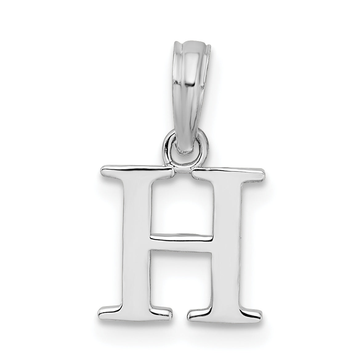 Sterling Silver Rhodium-Plated Polished Block Initial -H- Pendant