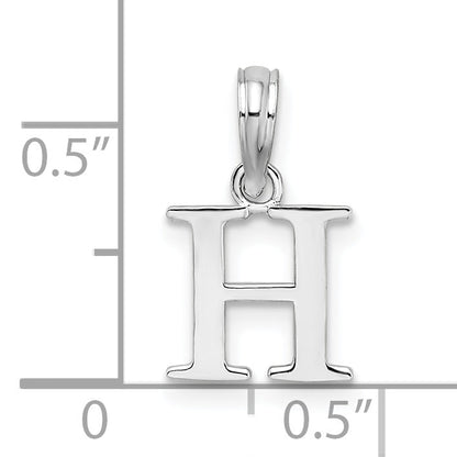 Sterling Silver Rhodium-Plated Polished Block Initial -H- Pendant