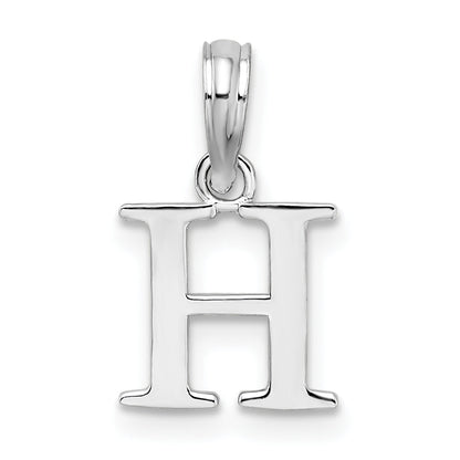 Sterling Silver Rhodium-Plated Polished Block Initial -H- Pendant