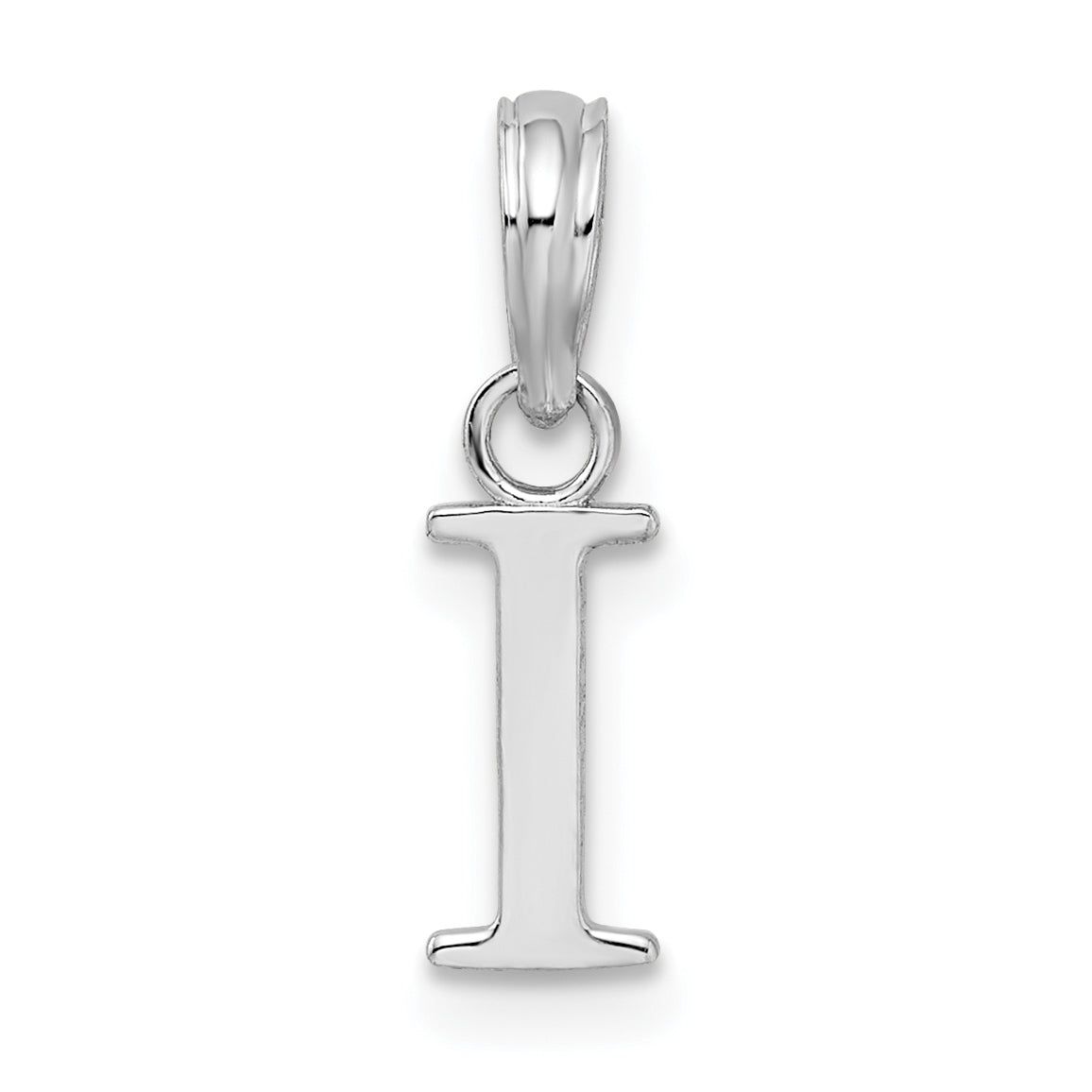 Sterling Silver Rhodium-Plated Polished Block Initial -I- Pendant