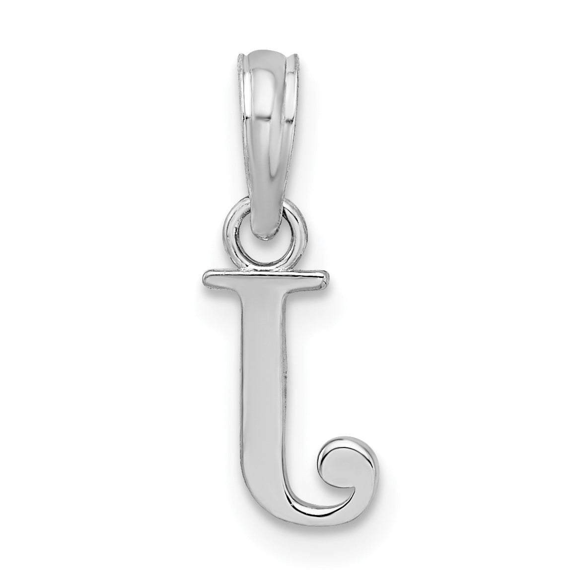 Sterling Silver Rhodium-Plated Polished Block Initial -J- Pendant