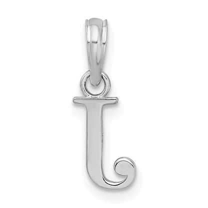 Sterling Silver Rhodium-Plated Polished Block Initial -J- Pendant