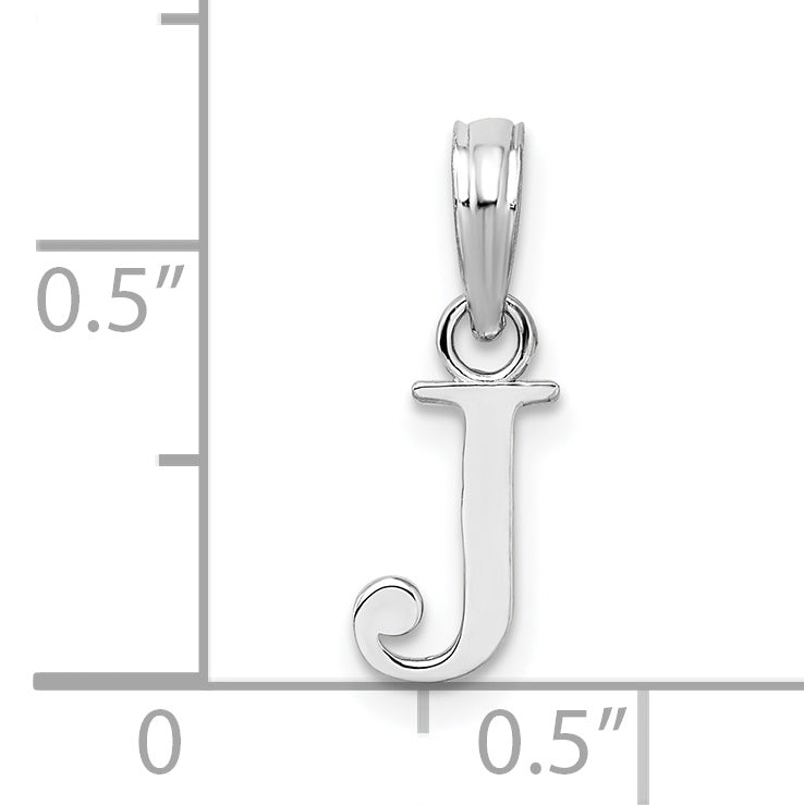 Sterling Silver Rhodium-Plated Polished Block Initial -J- Pendant